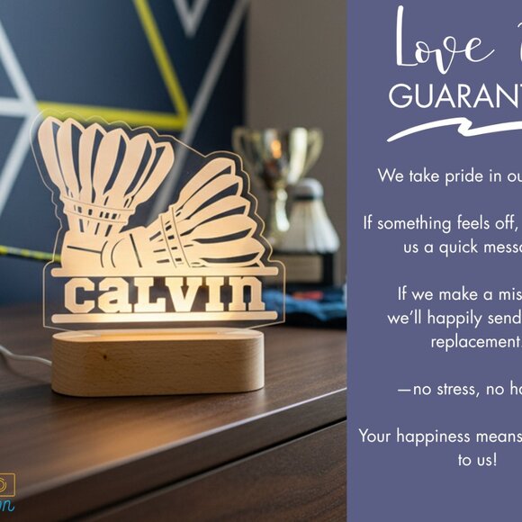 Custom Badminton LED Night Light – Unique Decor for Badminton Lovers - Picture 6 of 8